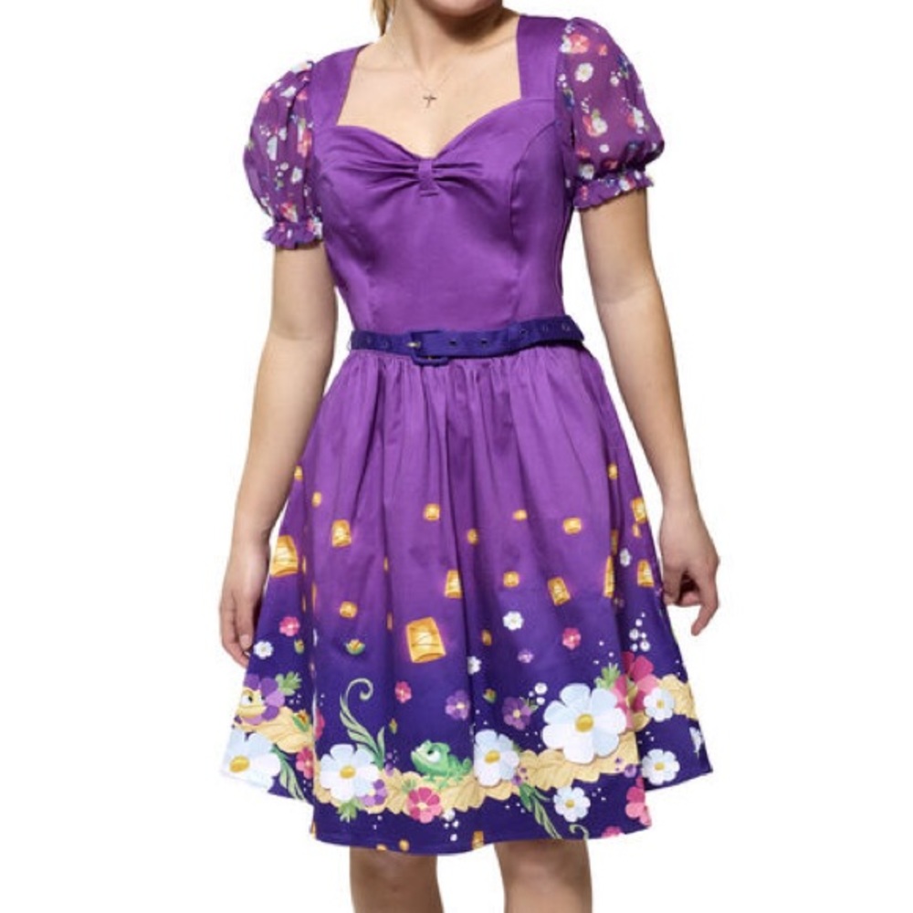 STITCH SHOPPE by LOUNGEFLY
 Rapunzel Floral Lantern Allison Dress Pascal Pin